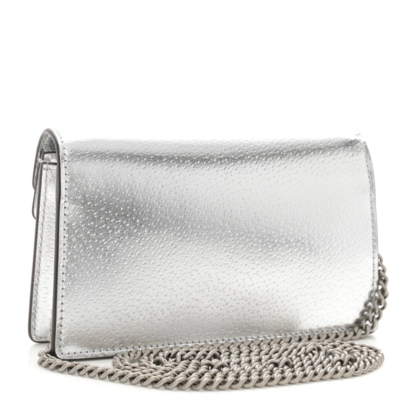 Metallic Calfskin Super Mini Dionysus Shoulder Bag Silver