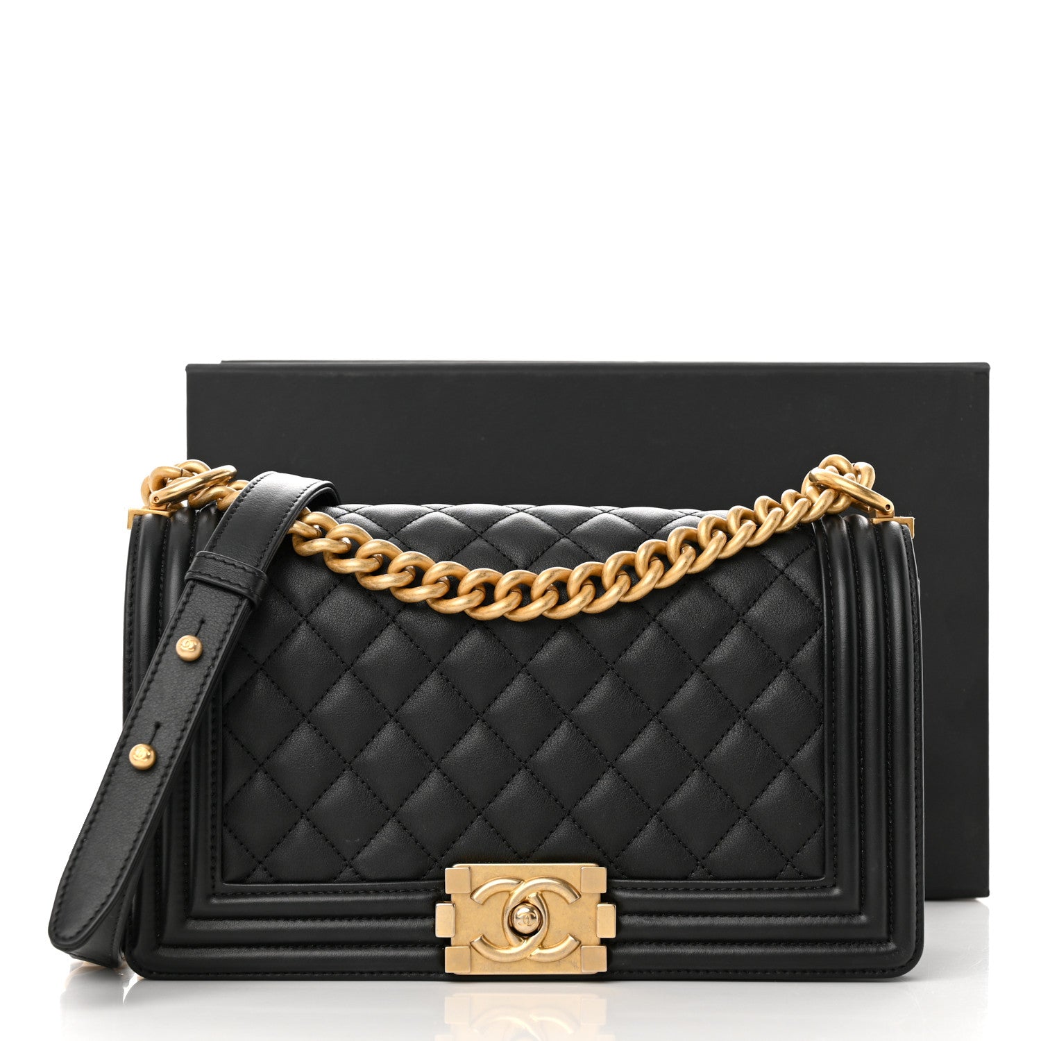 Chanel Lambskin Quilted Medium Boy Flap Black 15 of 15