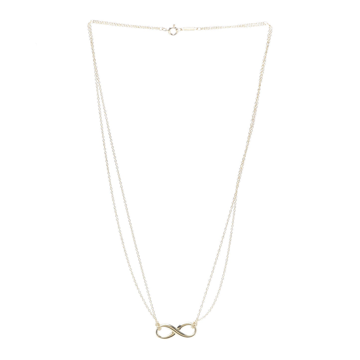 18K Yellow Gold Infinity Double Chain Pendant Necklace