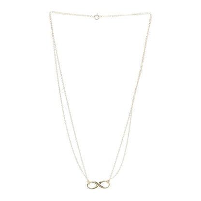 Tiffany 18K Yellow Gold Infinity Double Chain Pendant Necklace 3 of 5