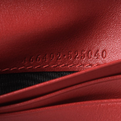 Gucci Calfskin Matelasse GG Marmont Card Case Wallet Hibiscus Red 7 of 8