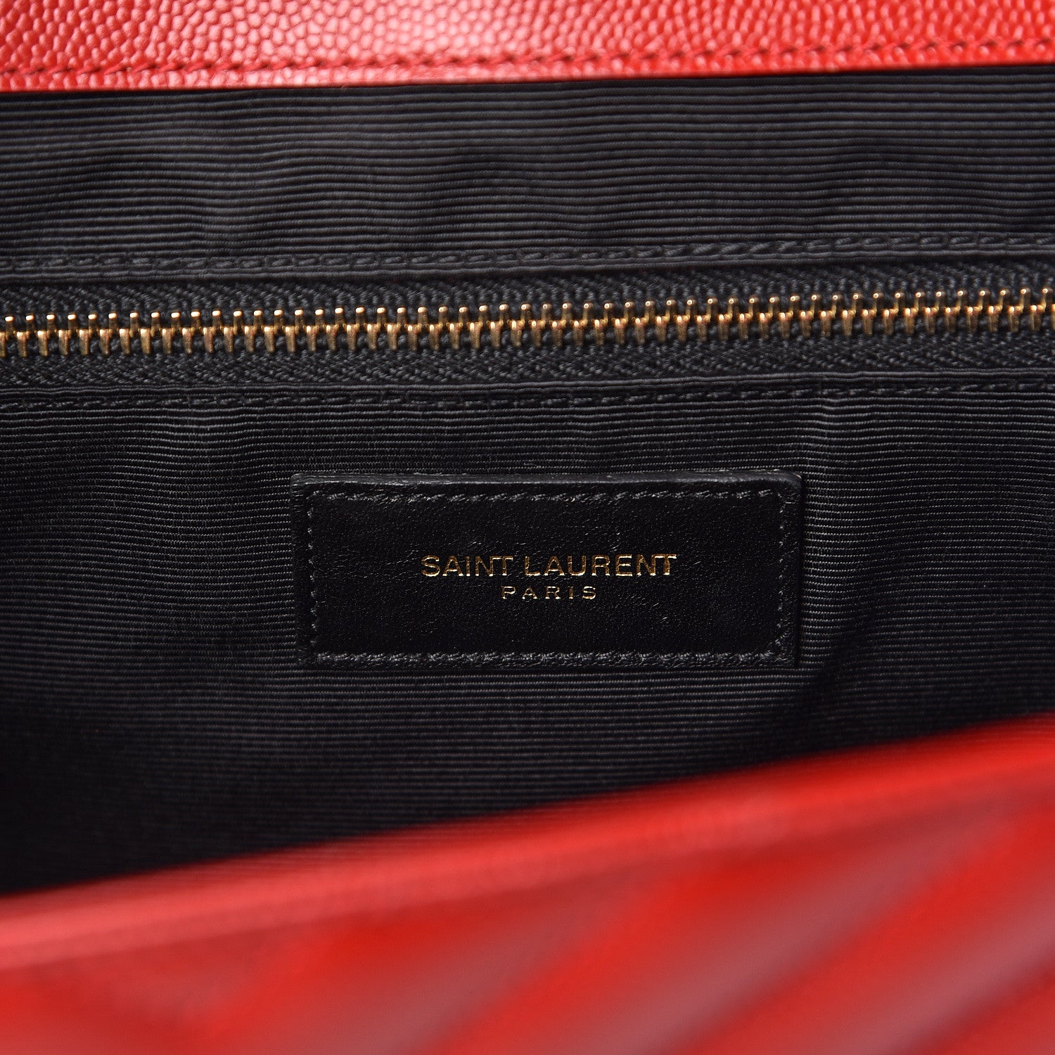 Saint Laurent Grain De Poudre Matelasse Chevron Large Monogram Satchel Lipstick Red 8 of 10