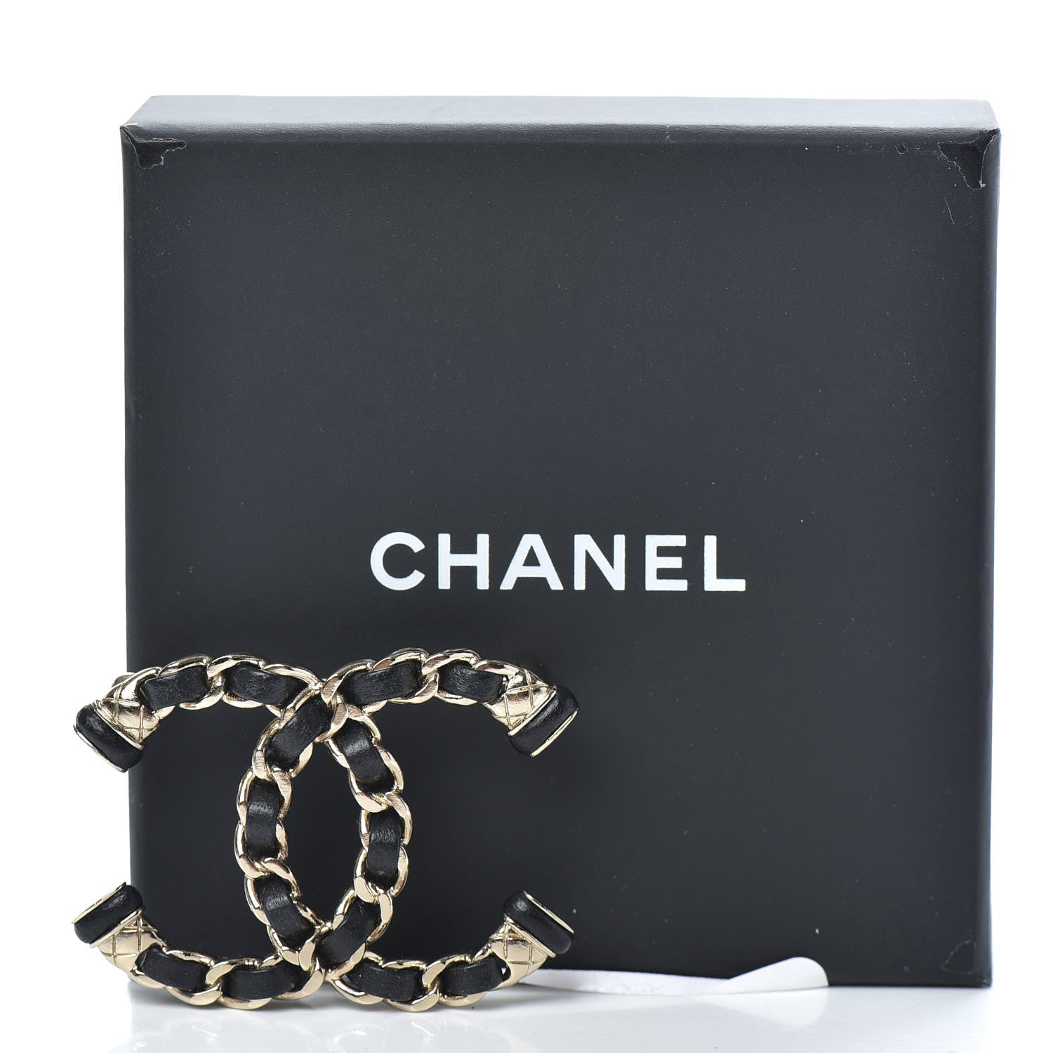 Chanel Lambskin Chain CC Brooch Black Gold 5 of 5