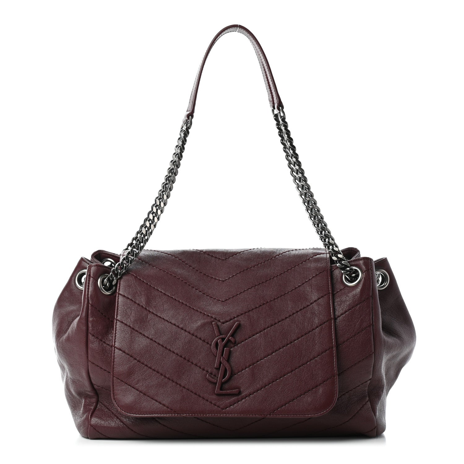 Saint Laurent Vintage Lambskin Chevron Monogram Medium Nolita Amaranto 1 of 9