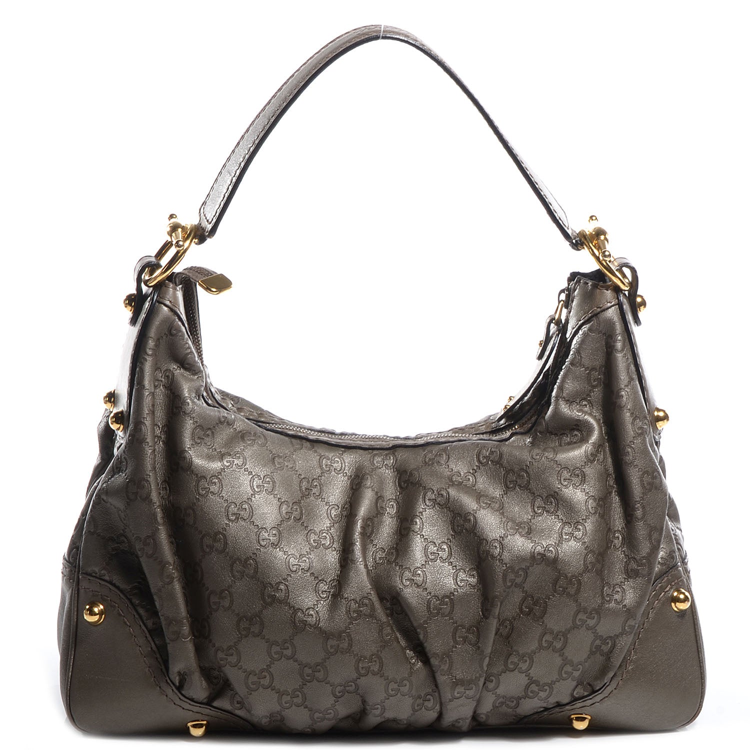 Gucci Guccissima Medium Jockey Hobo Metallic Pewter 1 of 10