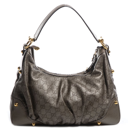 Gucci Guccissima Medium Jockey Hobo Metallic Pewter 1 of 10