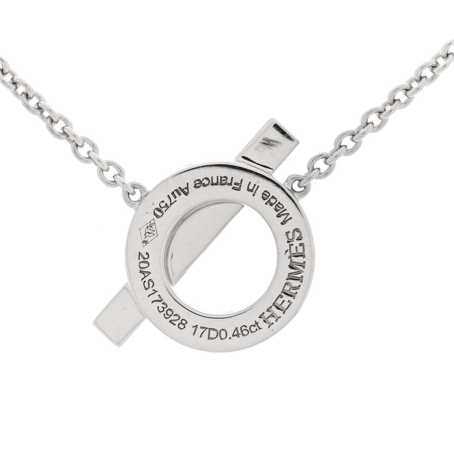 Hermes 18K White Gold Diamond Finesse Pendant Necklace 4 of 6