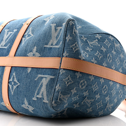 Louis Vuitton Denim Monogram New LV Remix Keepall Bandouliere 45 Blue 8 of 12