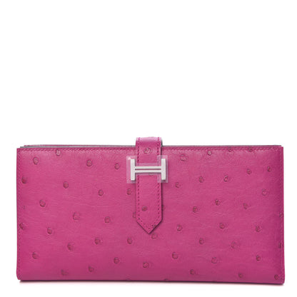 Hermes Ostrich Bearn Wallet Rose Pourpre 1 of 8