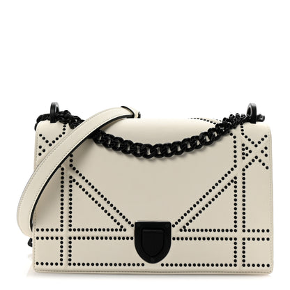 Christian Dior Ultra Matte Calfskin Studded Medium Diorama Flap Bag White Black 1 of 9