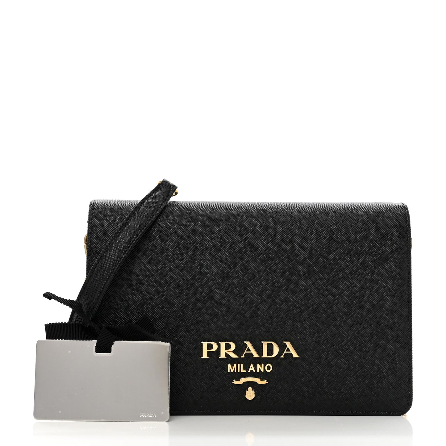 Saffiano Lux Mini Crossbody Bag Black