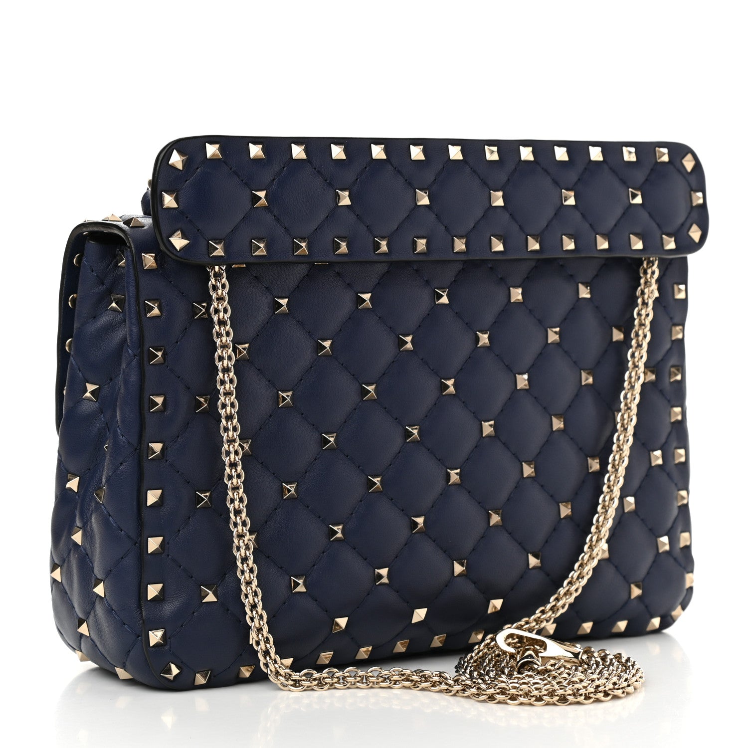 Valentino Garavani Nappa VLTN Print Medium Rockstud Spike Shoulder Bag Pure Blue White 4 of 12