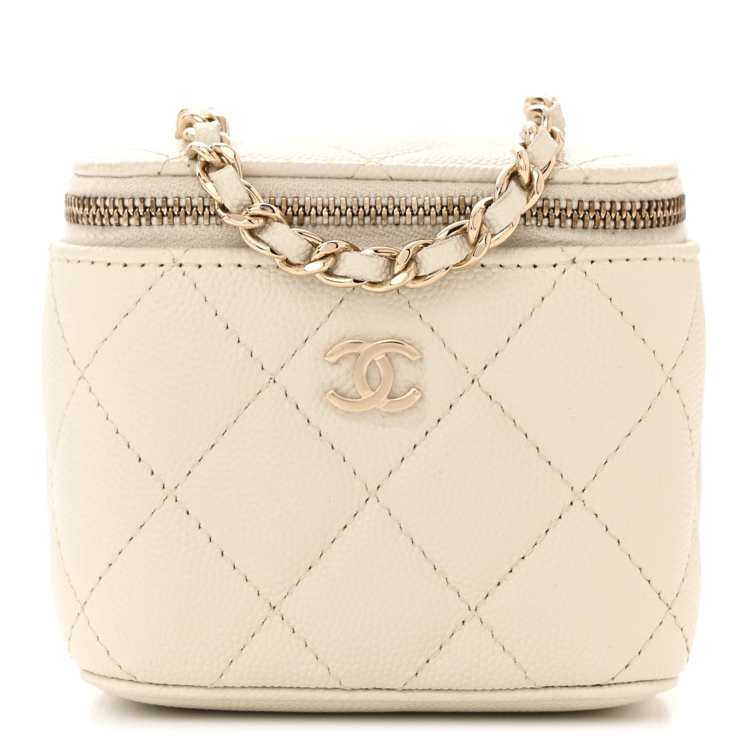 Chanel Caviar Quilted Mini Vanity Case With Chain White 1 of 10