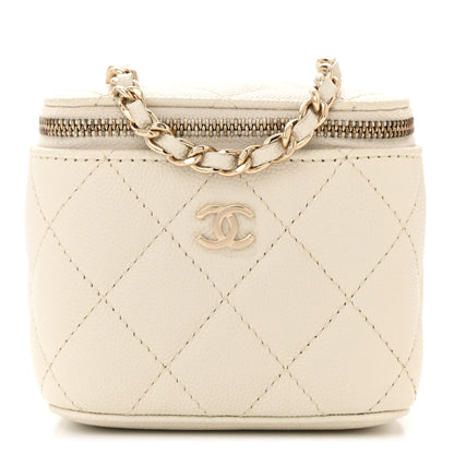Chanel Caviar Quilted Mini Vanity Case With Chain White 1 of 10