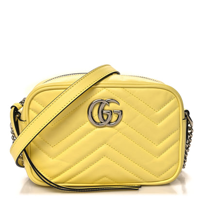 Gucci Calfskin Matelasse Mini GG Marmont Chain Shoulder Bag Banana 1 of 10