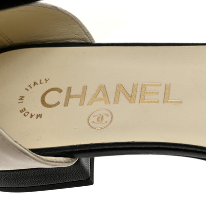Chanel Lambskin Cap Toe CC Ankle Strap Flats 38.5 Ivory Black 6 of 8