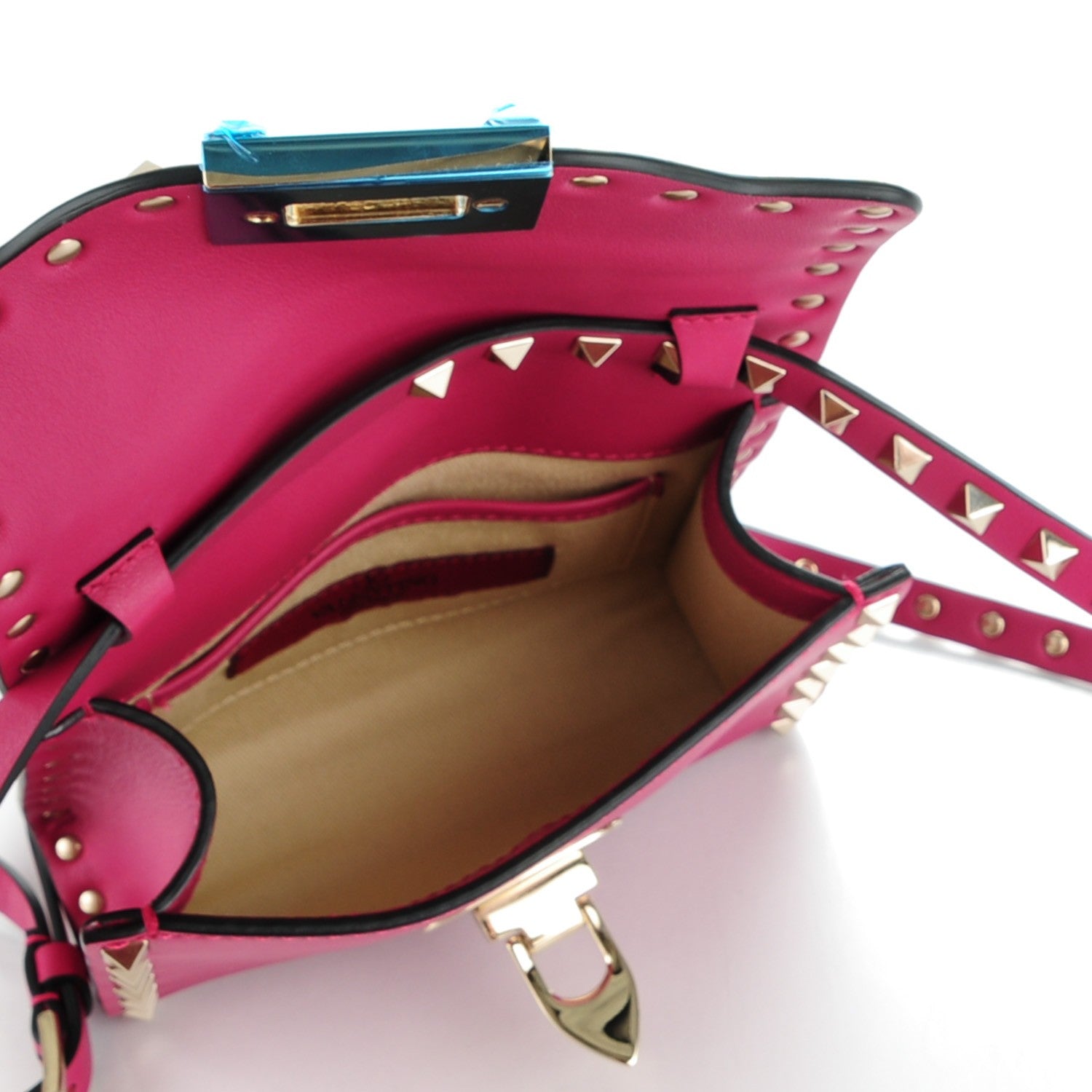 Valentino Garavani Vitello Mini Rockstud Flip Lock Crossbody Bag Deep Cyclamin 5 of 6