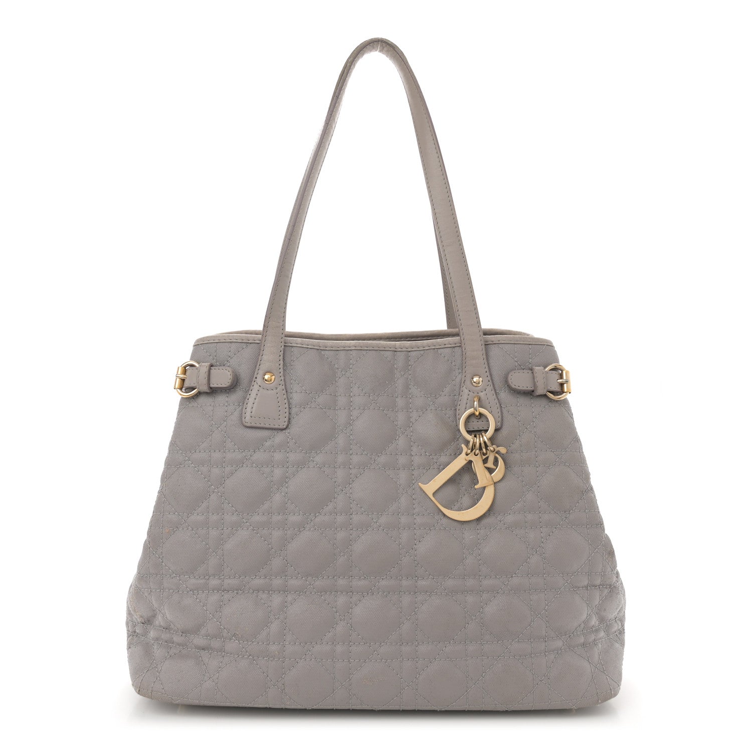 Christian Dior Coated Canvas Cannage Small Panarea Tote Grey 1 of 16