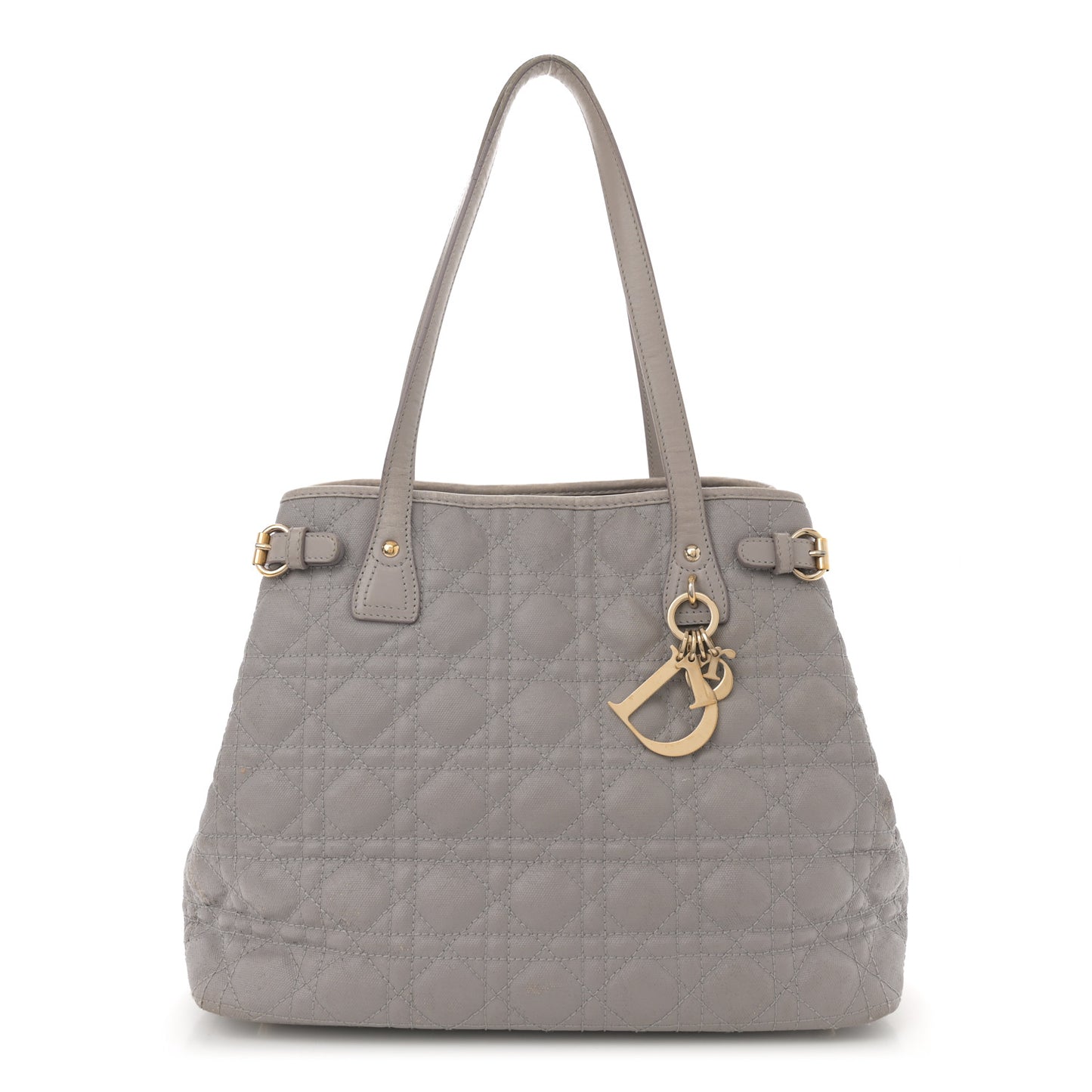 Coated Canvas Cannage Small Panarea Tote Grey