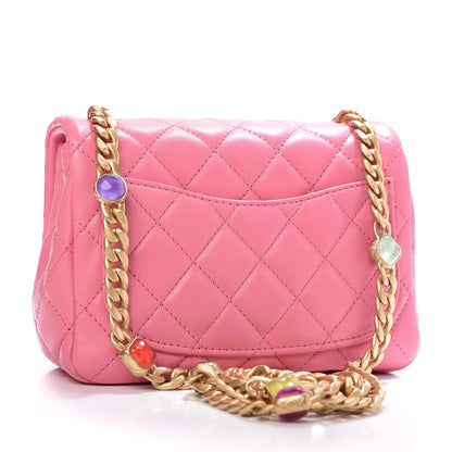 Chanel Lambskin Resin Quilted Mini Pearl Samba Square Flap Pink 3 of 10