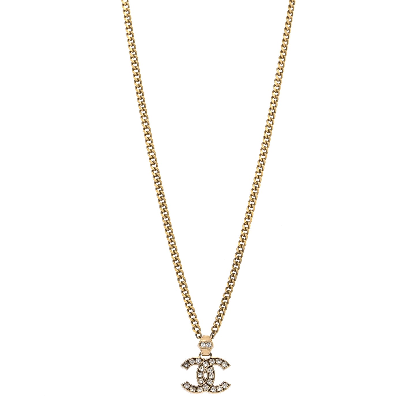 Crystal CC Pendant Necklace Gold