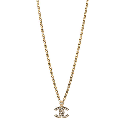 Chanel Crystal CC Pendant Necklace Gold 3 of 7