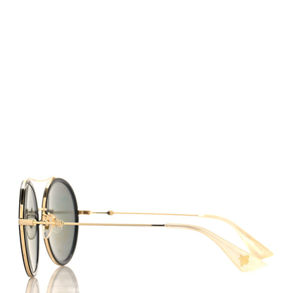 Gucci Metal Round Frame Tiger Print Sunglasses GG0061S Gold 3 of 7