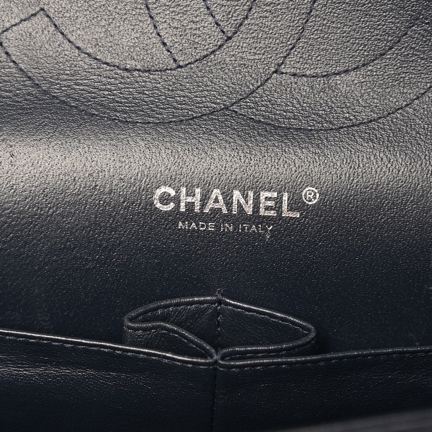 Patent Quilted Jumbo Double Flap Navy