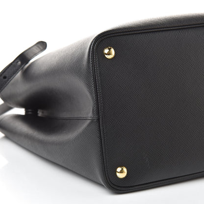 Prada Saffiano Cuir Large Double Bag Black Fuoco 8 of 9