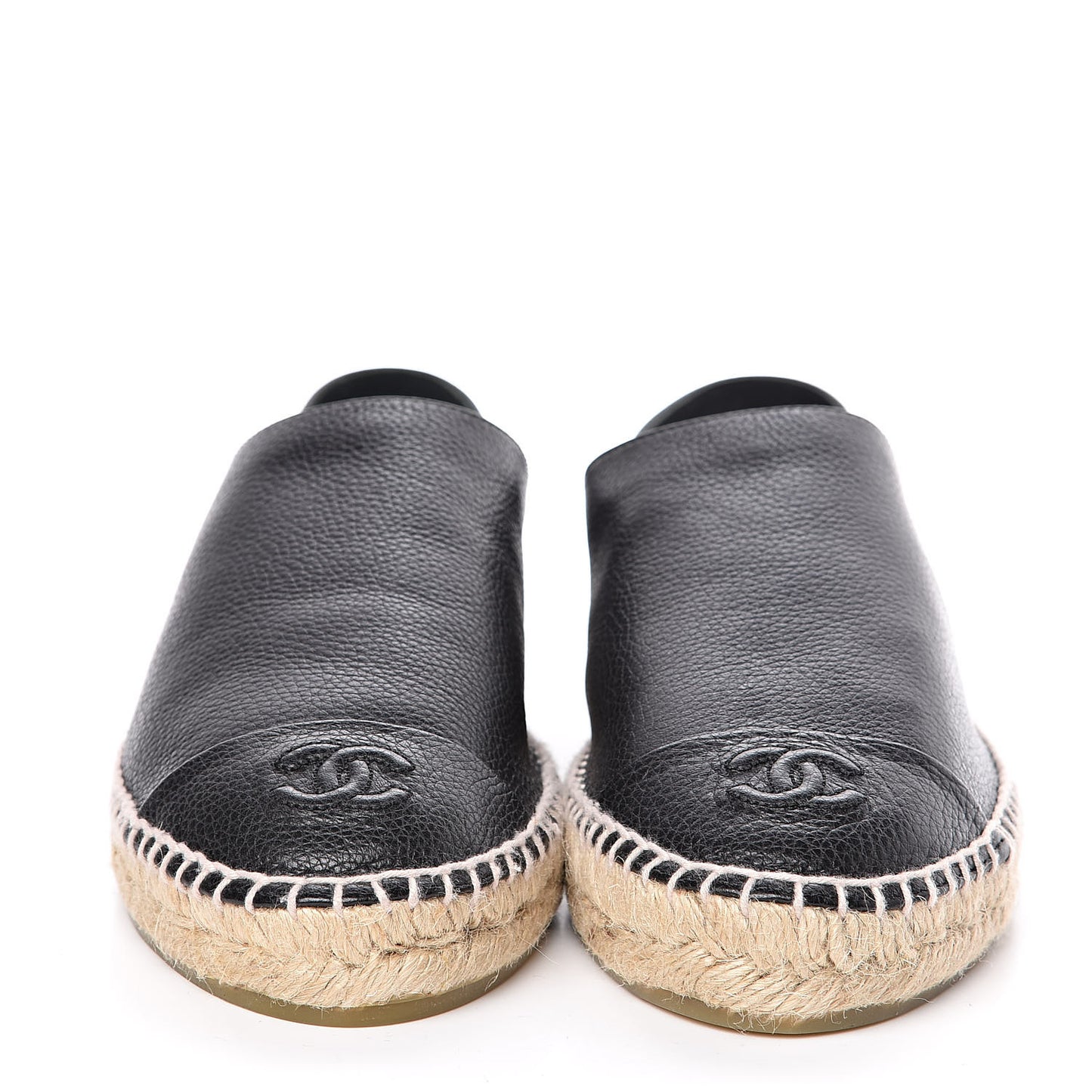 Grained Calfskin CC Espadrilles 41 Black