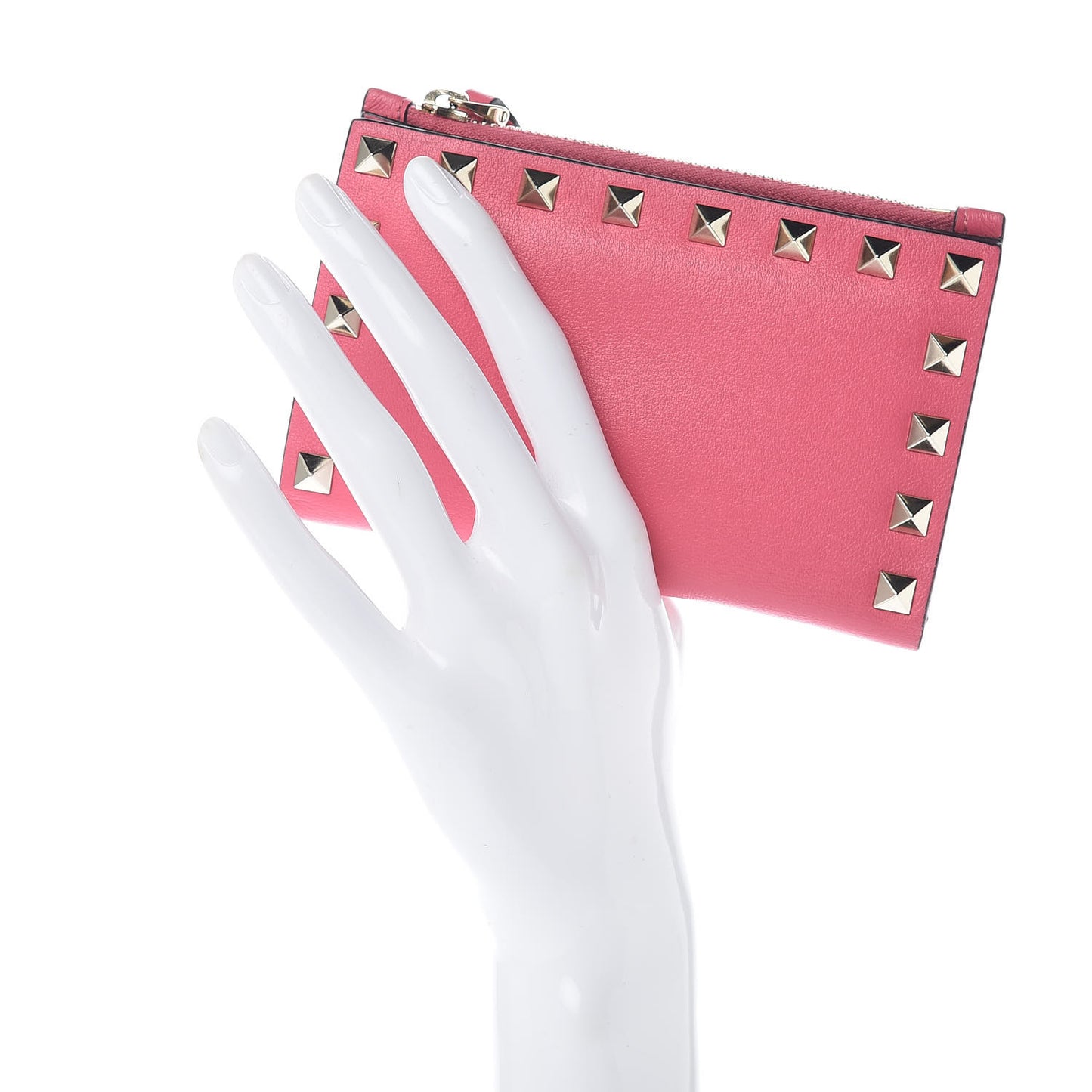 Vitello Rockstud Coin Case Card Holder Shadow Pink