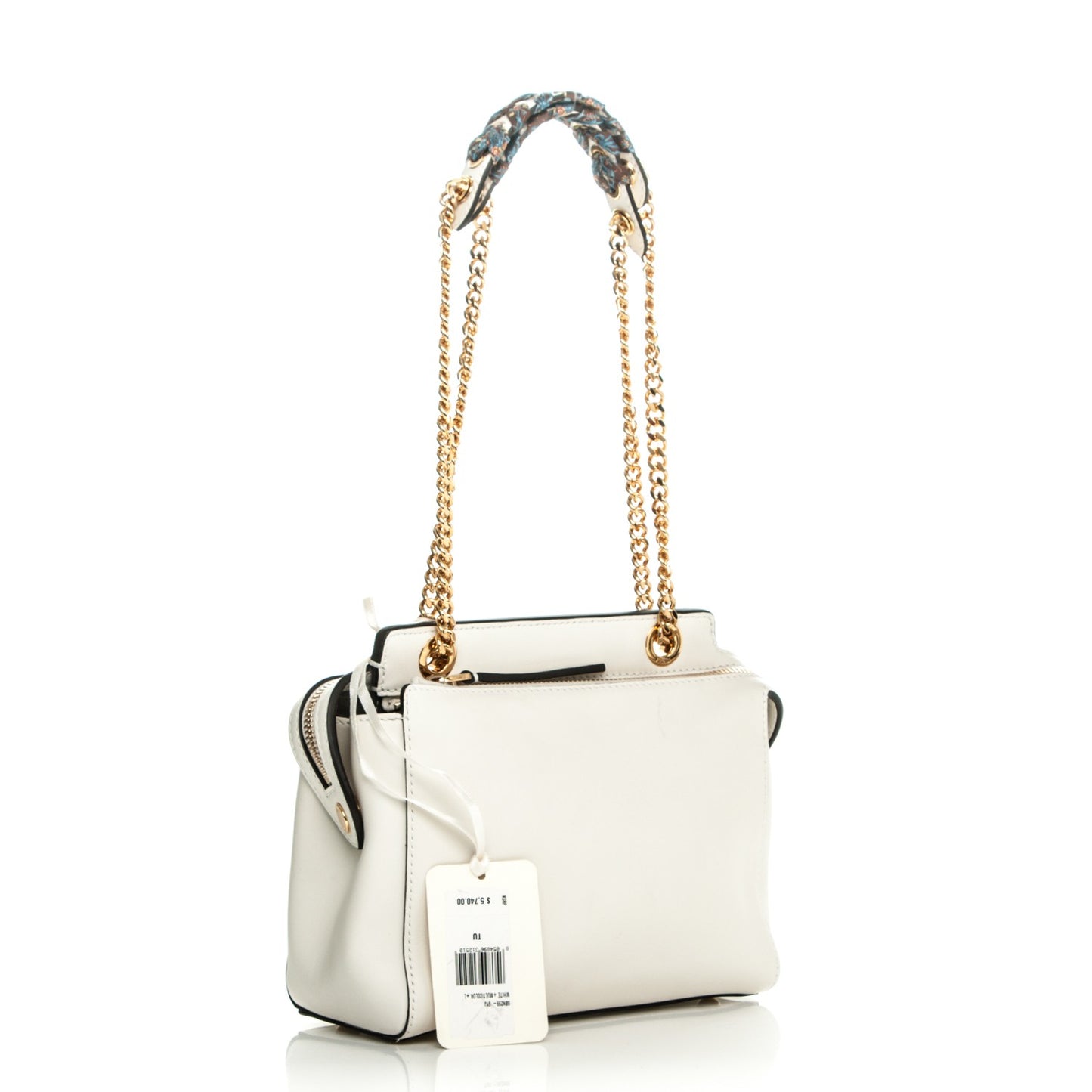 Vitello Baltico Ribbon Lace Up Floral Small DotCom Click Chain Satchel White Multicolor