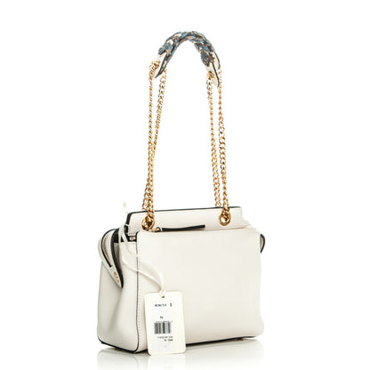 Fendi Vitello Baltico Ribbon Lace Up Floral Small DotCom Click Chain Satchel White Multicolor 3 of 22