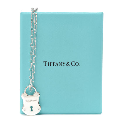 Tiffany Sterling Silver Diamond Lock Pendant Necklace 6 of 6
