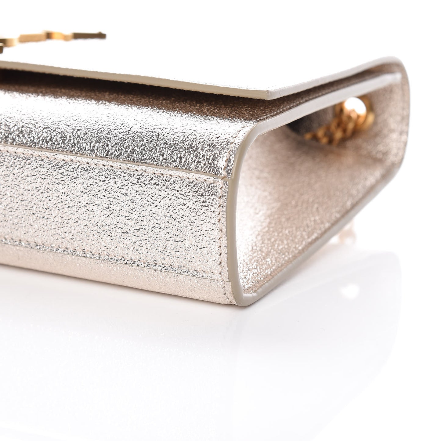 Metallic Calfskin Medium Classic Monogram Kate Satchel Gold