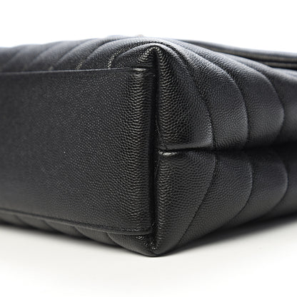 Saint Laurent Grain de Poudre Calfskin Y Quilted Monogram Small Loulou Chain Satchel Black 8 of 9