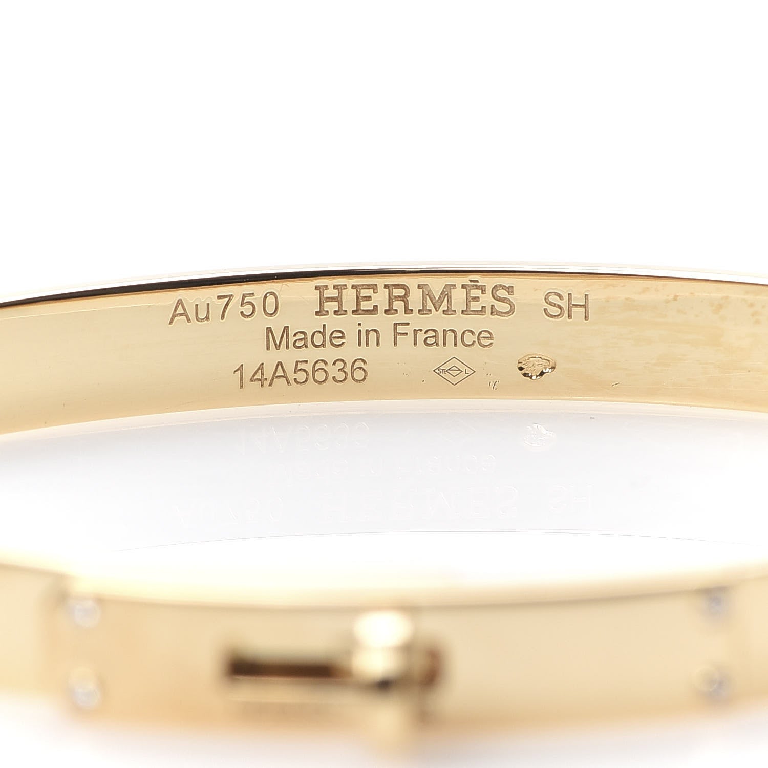Hermes 18K Yellow Gold Diamond PM Kelly Bracelet SH 4 of 6