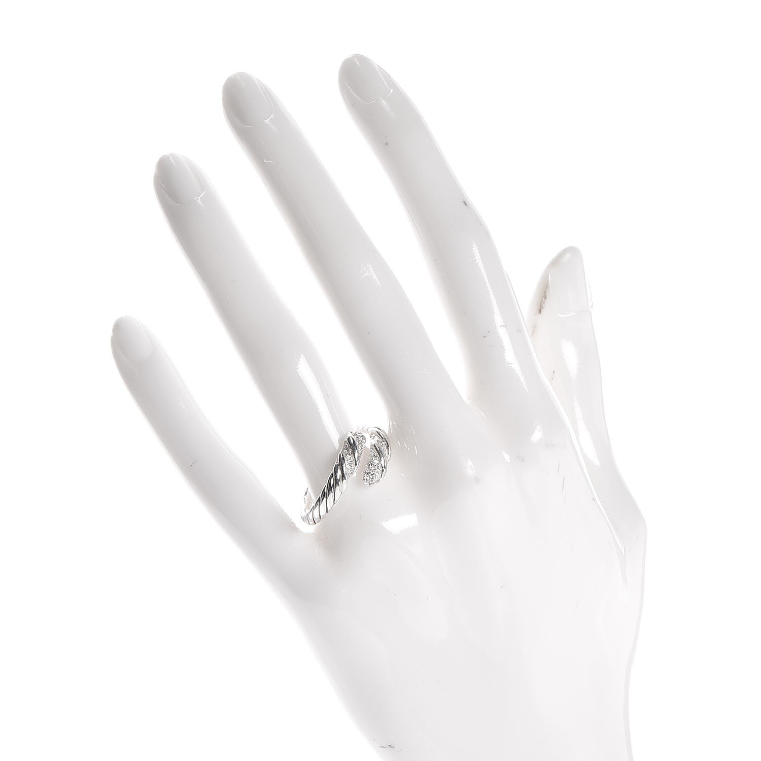 David Yurman Sterling Silver Diamond 10mm Willow Open Single Row Ring 58 8.25 2 of 4