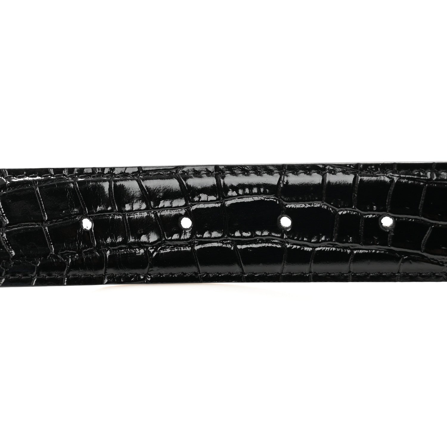 Chanel Calfskin Crocodile Embossed Belt 75 30 Black 3 of 6