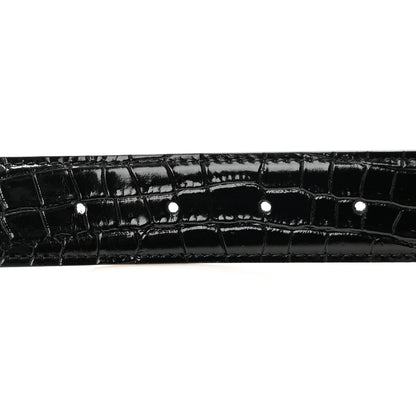 Chanel Calfskin Crocodile Embossed Belt 75 30 Black 3 of 6