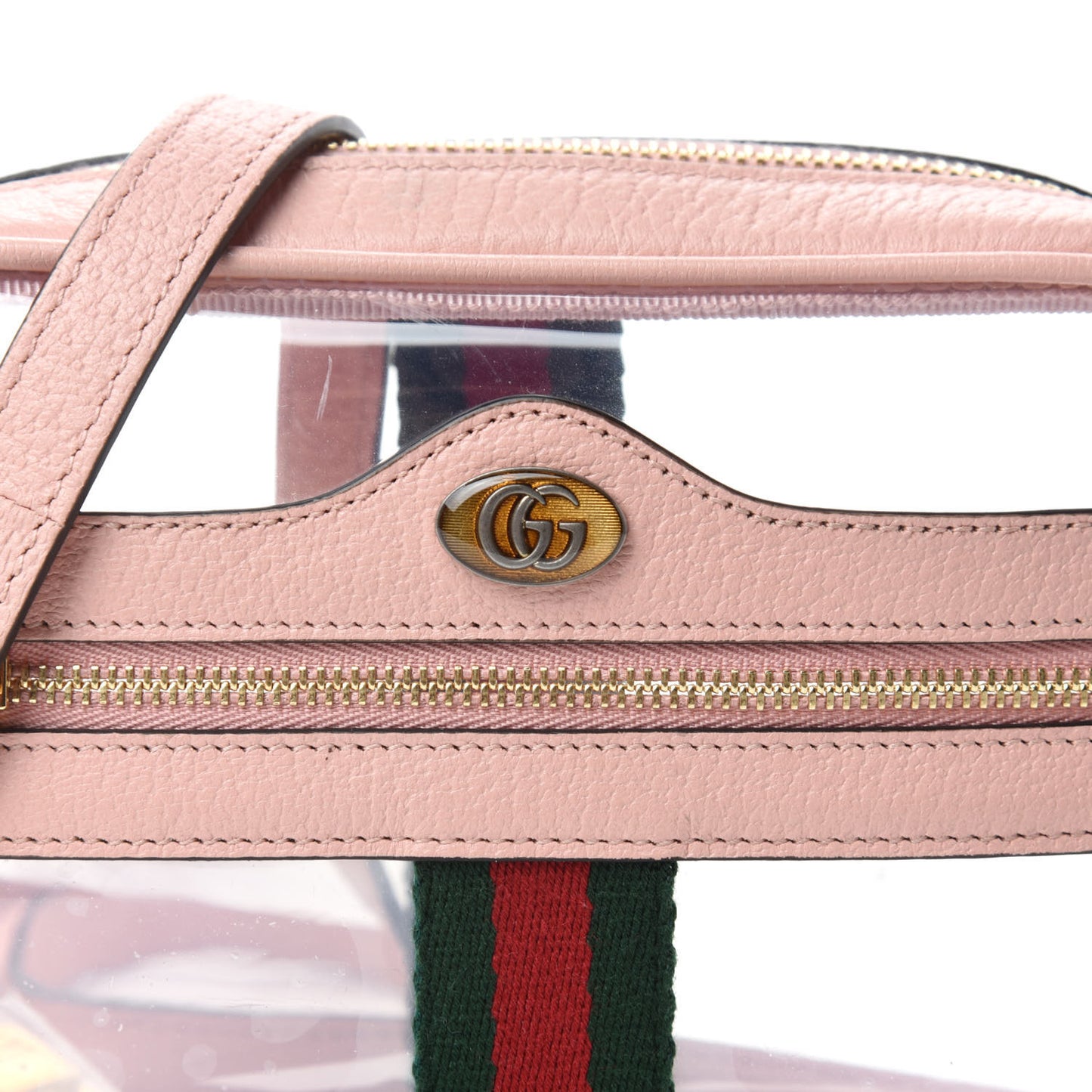Vinyl Web Mini Ophidia Transparent Shoulder Bag Perfect Pink