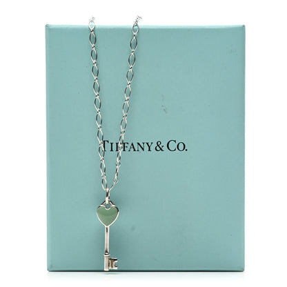 Tiffany Sterling Silver Enamel Heart Key Pendant Necklace Blue 6 of 6