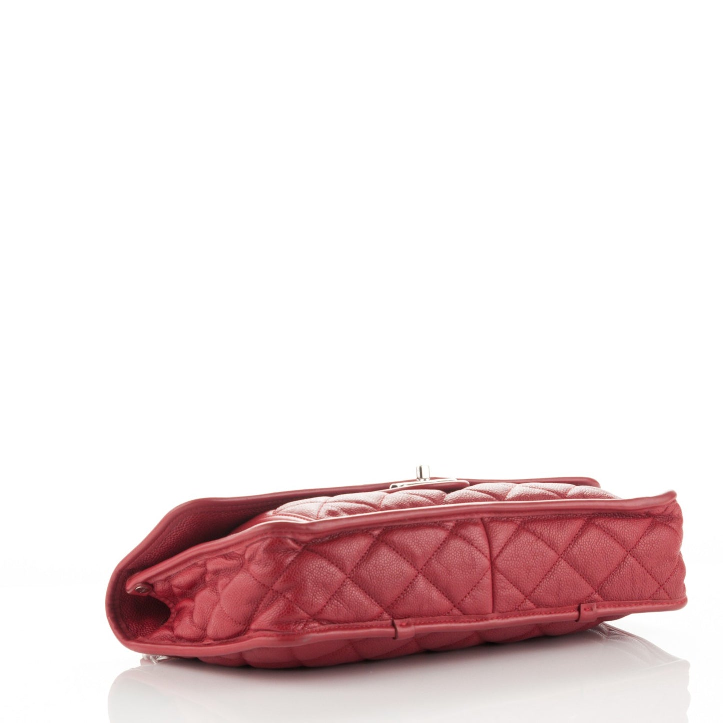 Caviar Quilted Large French Riviera Flap Red