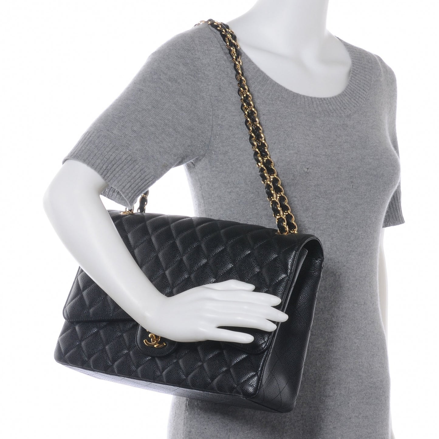 Caviar Maxi Single Flap Black