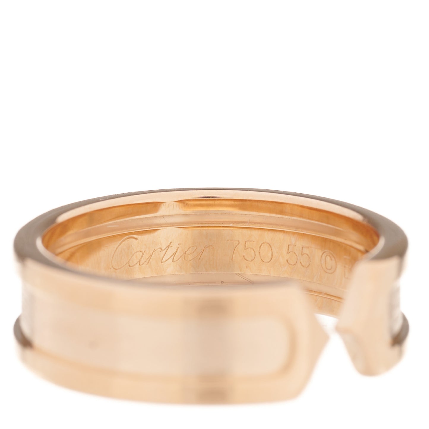 18K Pink Gold 6.5mm C De Cartier Ring 55 7.25