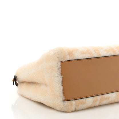 Fendi Shearling Nappa Macro FF 1974 Mini Peekaboo Iconic Satchel White Ice Cuoio Miele Scuro 10 of 11