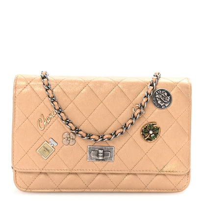 Chanel Metallic Calfskin Lucky Charms Casino 2.55 Reissue Wallet On Chain WOC Beige 1 of 11