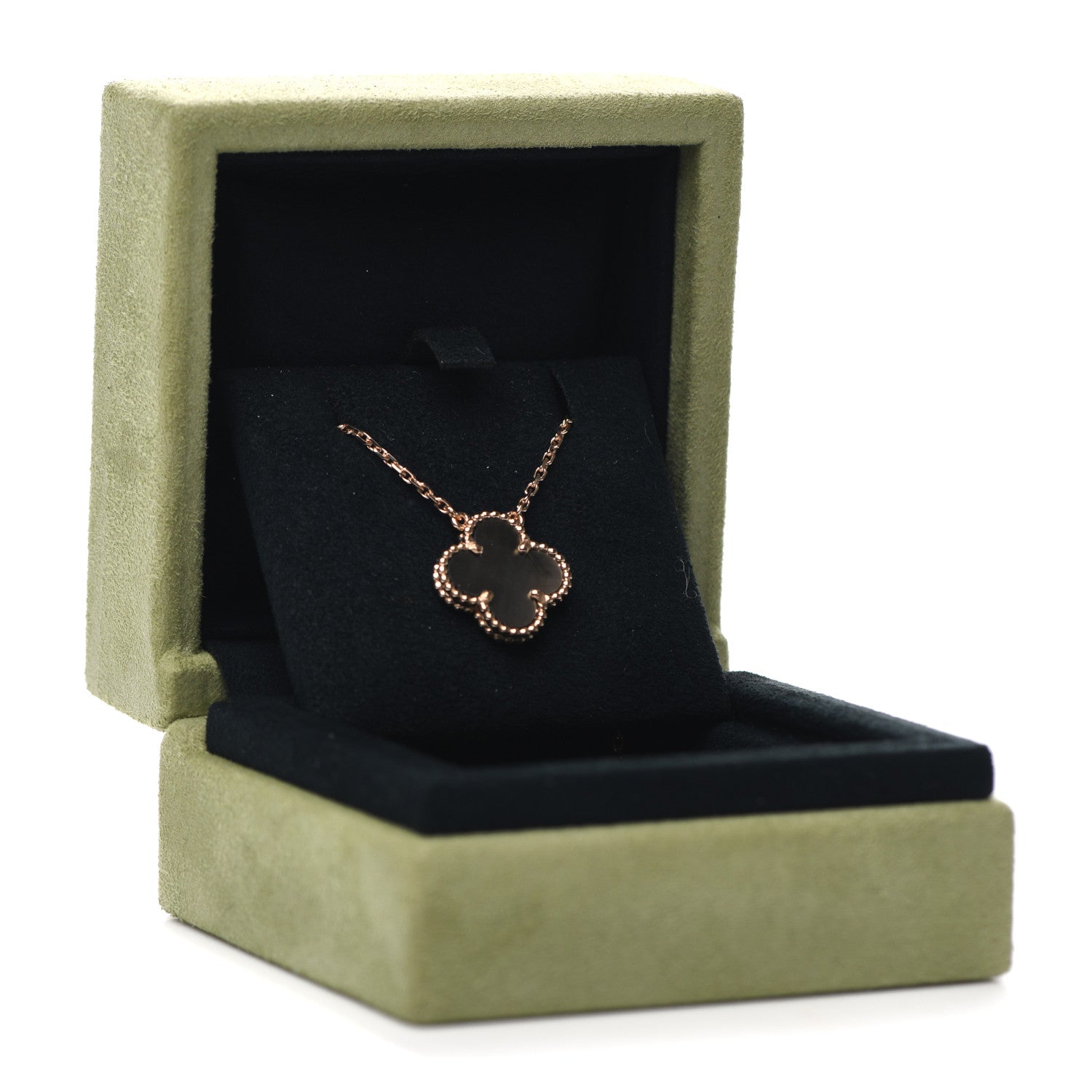 Van Cleef & Arpels 18K Rose Gold Gray Mother of Pearl Vintage Alhambra Pendant Necklace 7 of 7