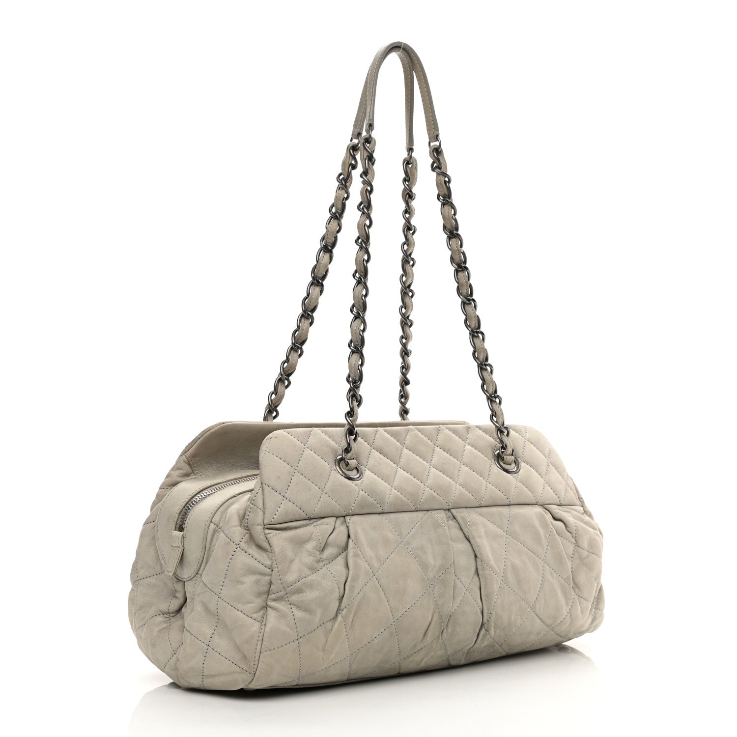 Chanel Iridescent Calfskin Chic Quilt Bowling Bag Grey 3 of 10