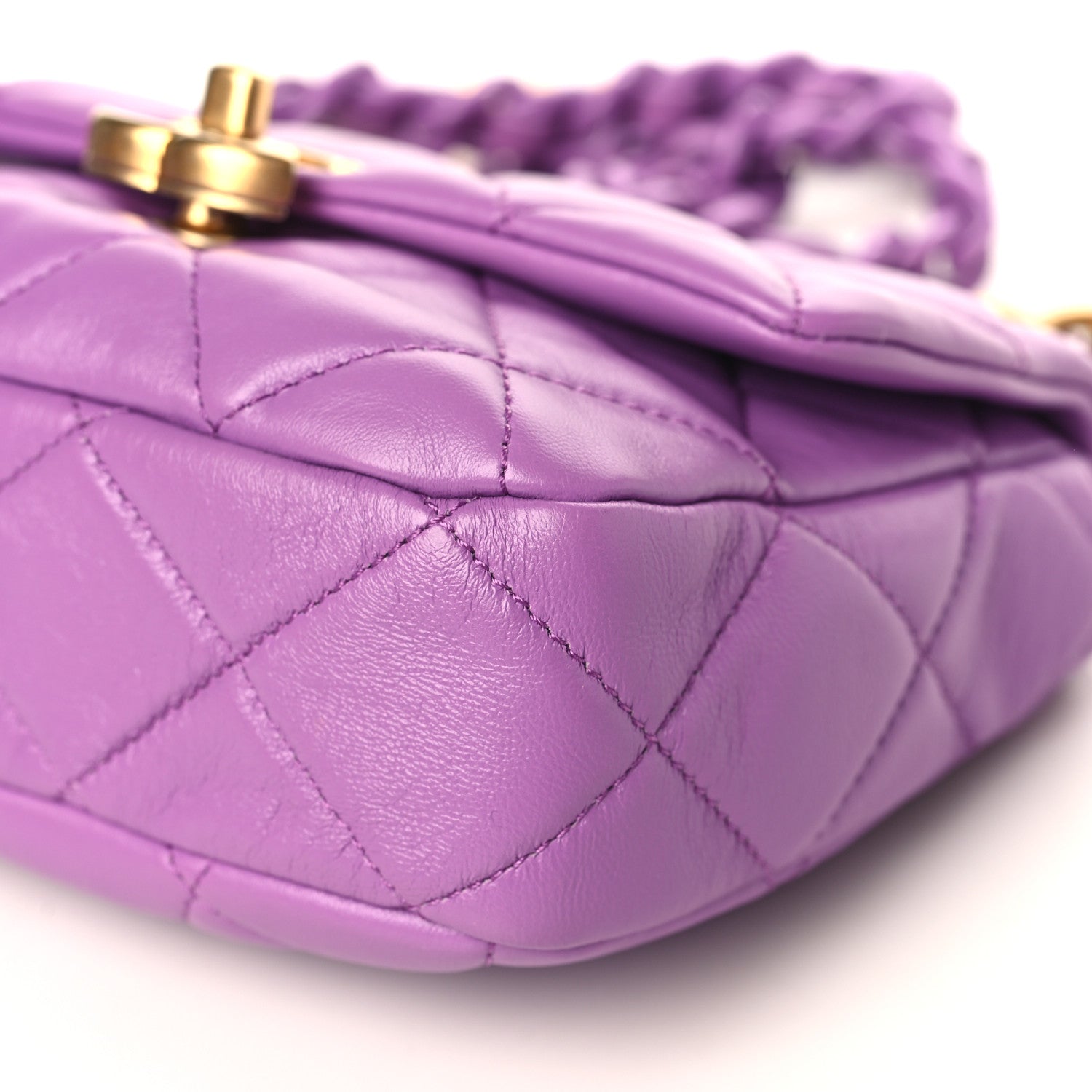 Chanel Lambskin Quilted Mini Lacquered Chain Flap Purple 9 of 9